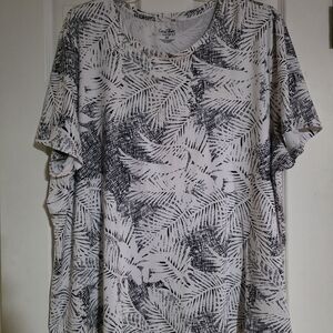 Coral Bay Black and White Leaf Print Blouse Size 3x